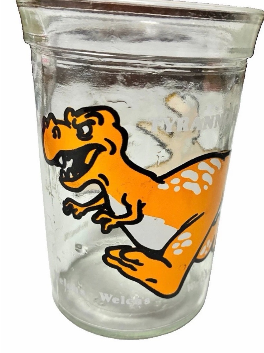 VTG  1988 4 oz Welch’s  Jelly Jar / Juice Glass Tyrannosaurus Rex T-Rex Dinosaur